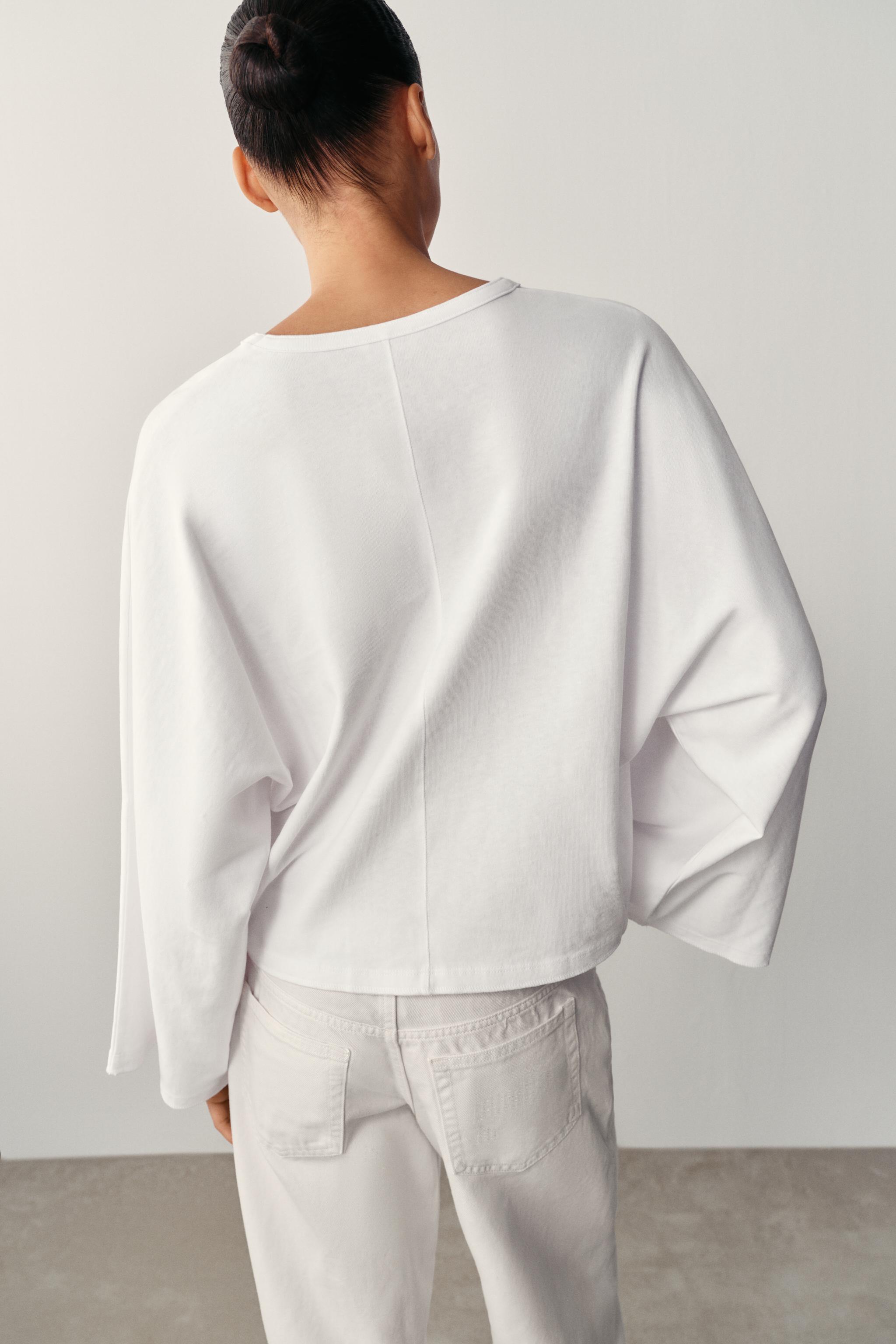 T-SHIRT EN COTON À MANCHES LARGES